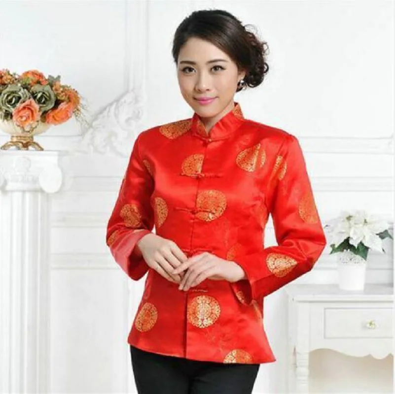 

Hot Sale New Tang Suit Chinese Traditional Satin Jacket Women's Costume New Year Clothes Hanfu Birthday Party Style Casual Coat