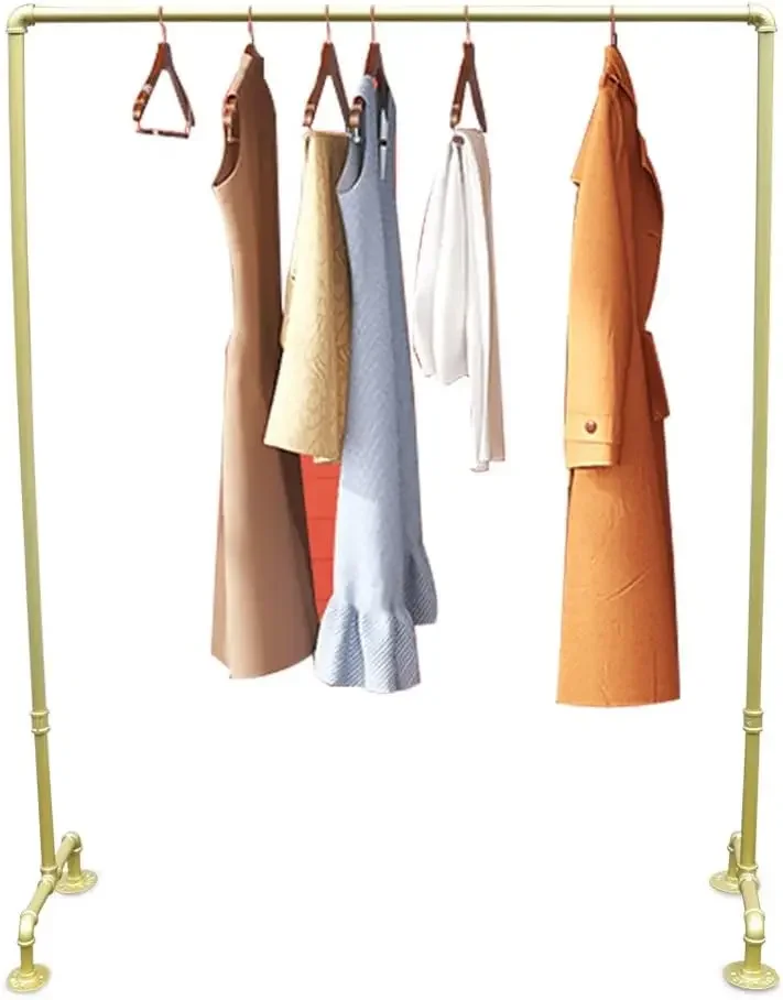 

Vielrosse Gold Clothes Rack, Metal Clothes Rack, Easy Assembly, Hallway, Entryway, Bedroom, Laundry Room, Gold, 150 x 110 cm