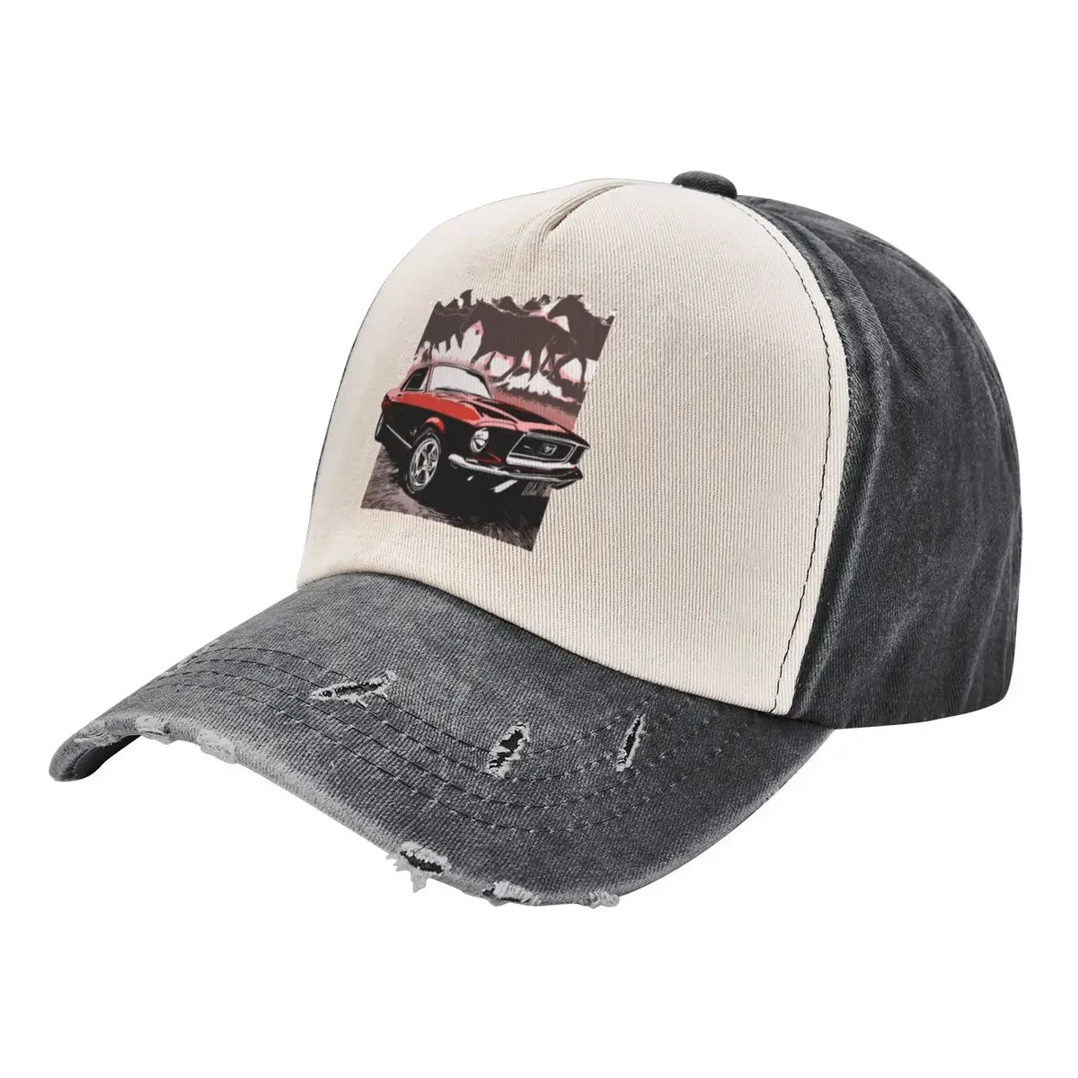 

Red 68 Mustang with Horses Baseball Cap Ball Cap birthday Rugby sun hat Men Caps Women's