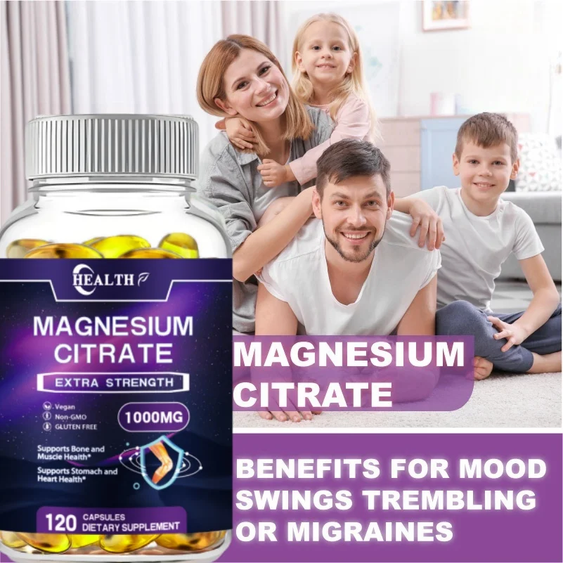 Magnesium citrate 1000MG for calming, relaxing, constipation, and digestive support supplements, non genetically modified