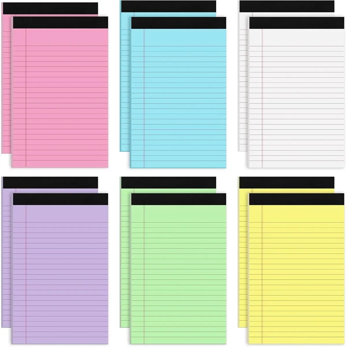 AA14 12 Packs Legal-Pads 5x8, Totally 360 Sheets Colored Legal-Pads 5x8 College Ruled Writing Pads Small Note Pads 30 Sheets