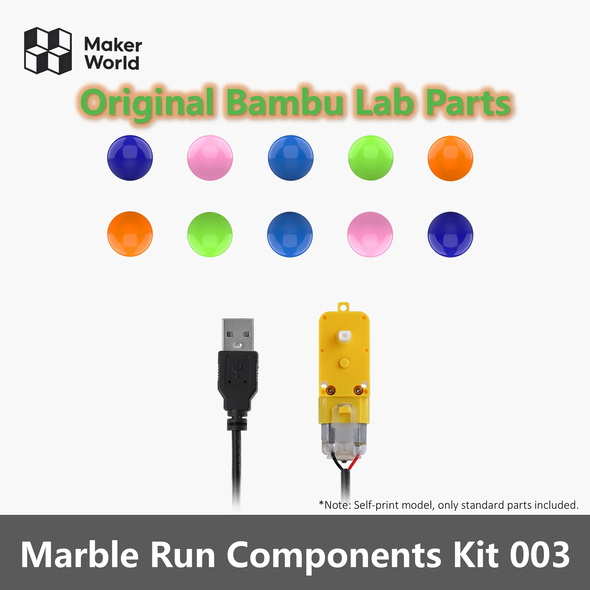 Original Bambu Lab Marble Run Components Kit 003, MH003 Marble Machine Hardware Kit, 3D Printer DIY Project Components for Maker