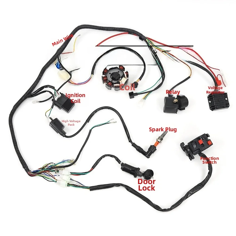 For atv Wiring Harness with Ignition Switch Kit for For cg125 150 250CC For Road Motorcycle Electrical System For