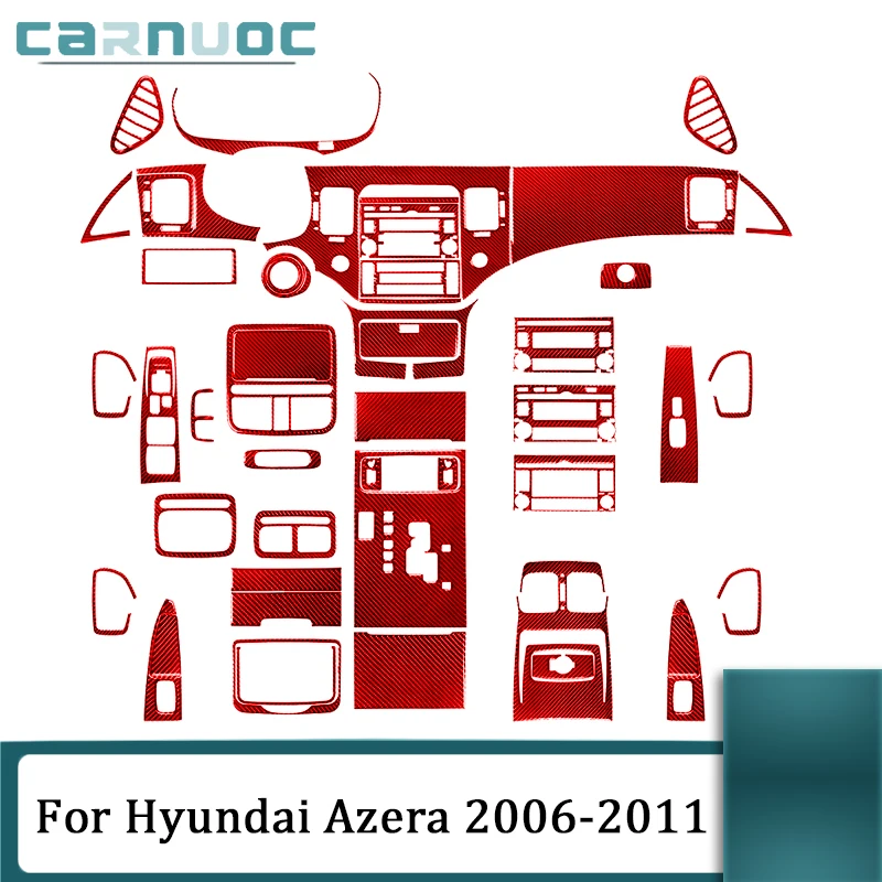 

Interior Car Decorative Carbon Fiber Various Parts Red Stickers Accessories For Hyundai Azera 2006 2007 2008 2009 2010 2011