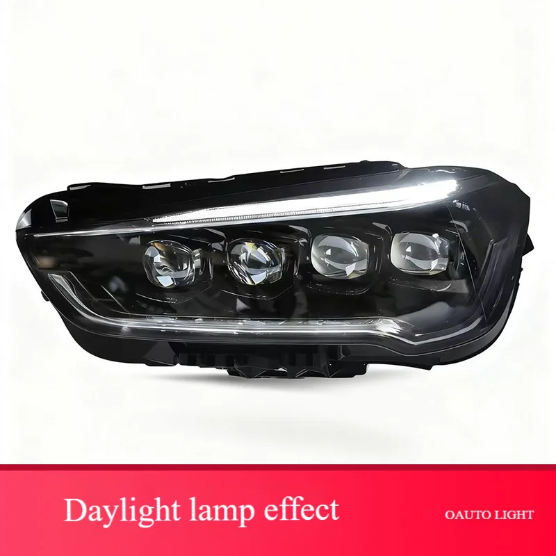 For BMW New X1 16-19 LED T5 EVO 12V Horse Racing Daytime Running Lights Crystal Lens Turn Headlights Modified