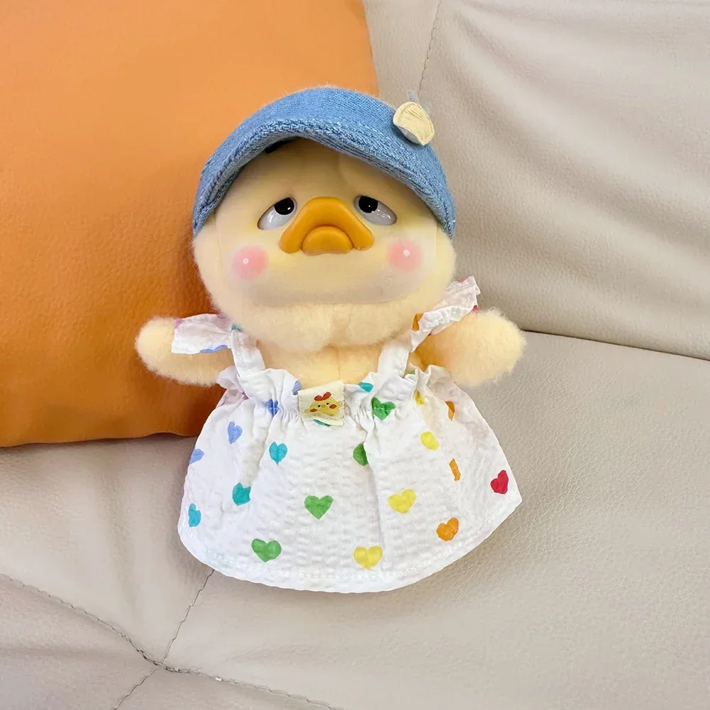 For 15CM Upset duck clothes cute little yellow duck love skirt cap set spot cute