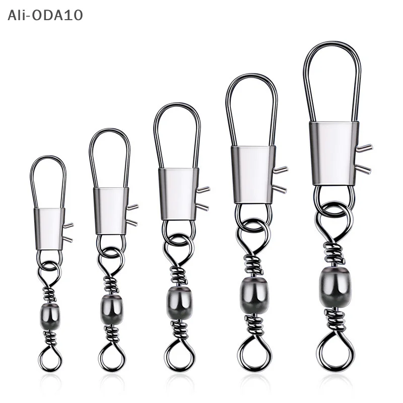 

50Pcs Stainless Steel Fishing Connector 1# 2# 3# 4#5 # Bearing Rolling Swivel With Snap Fishhook Lure Accessories