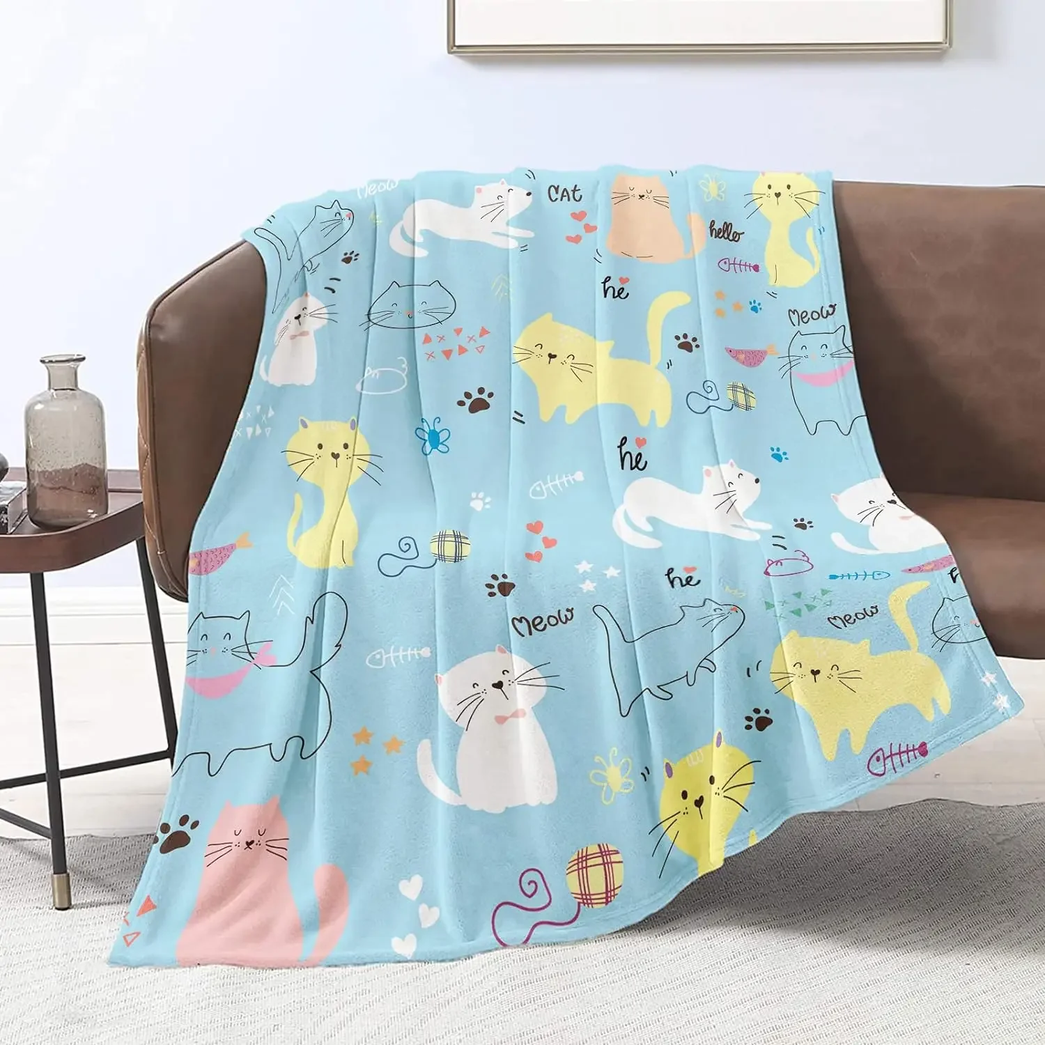 

Domgoge Little Girls Wool Blanket, a great gift idea for cat lovers, lightweight for all seasons, blankets for beds