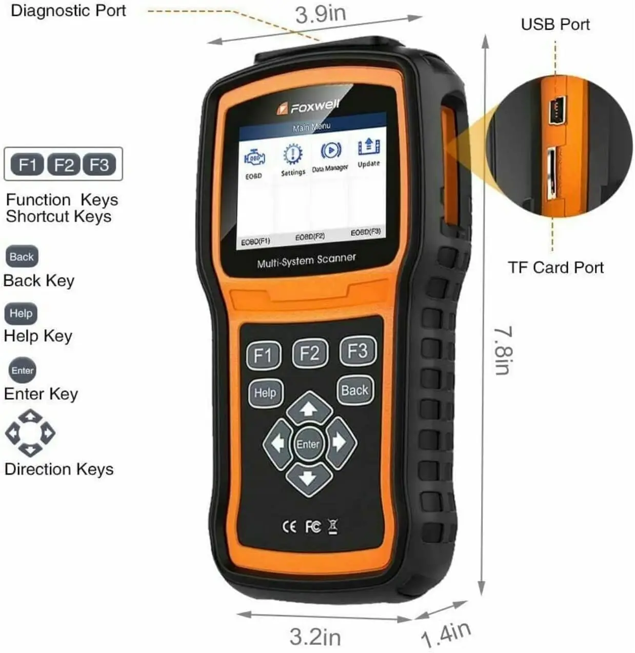 FOXWELL NT530 لشركة فولفو - الماسح الضوئي Obd2 لجميع الأنظمة، أداة تشخيص ثنائية الاتجاه مع ABS، SRS، TPMS، إعادة ضبط الزيت