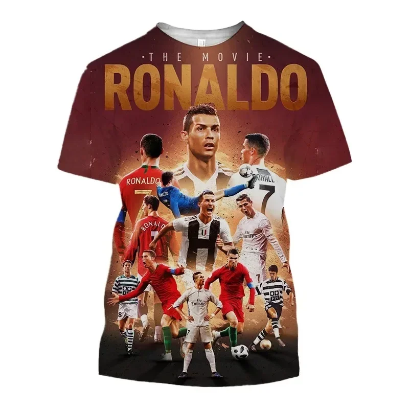 Fashion Cristiano Ronaldo Football Star 3D Printing T Shirt Men's Summer Casual Round Neck Short Sleeve Hip Hop Kid T-Shirt