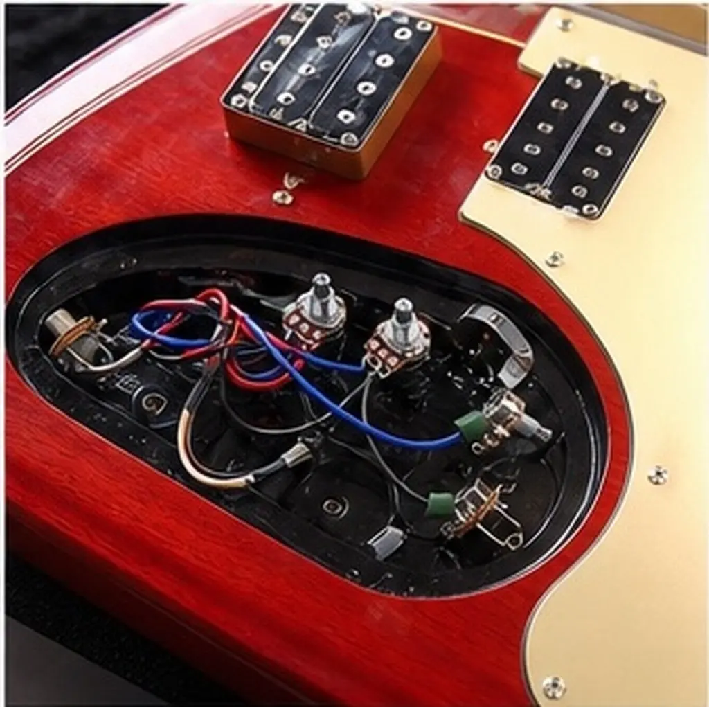 Style Prewired Guitar Wiring Harness 2 Tone 2 Volume 3-Way Switch for Humbucker Guitars Long Shaft Pot Replacement Black