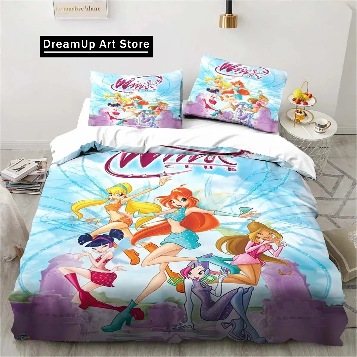 3D Print Fashion Winx Anime Kawaii Bedding Set Boys Girls Twin Queen Full Size Duvet Cover Pillowcase Bed Adult Bedroom