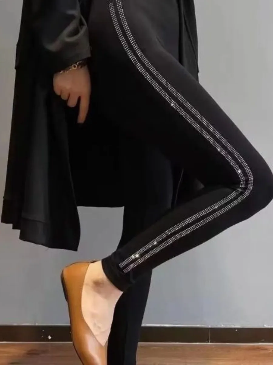 

High-Waist Modal Elastic Pants Women's Fleece-Lined Base Layer Thermal Knee-Pad Health Ring Autumn Winter New Style plus Size