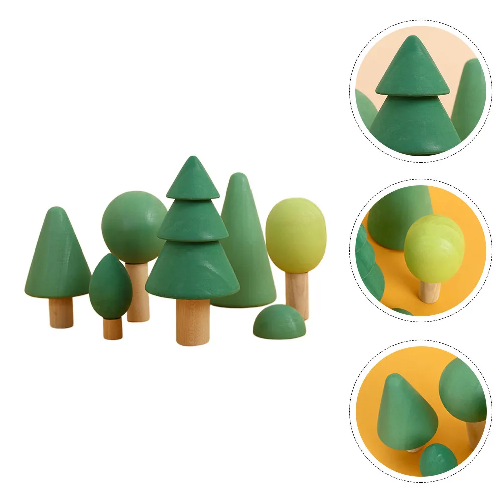 

1Set Eco Friendly Wooden Tree Stacking Blocks Children Learning Puzzle Game Promotes Intelligence Fine Motor Skills Parent Child