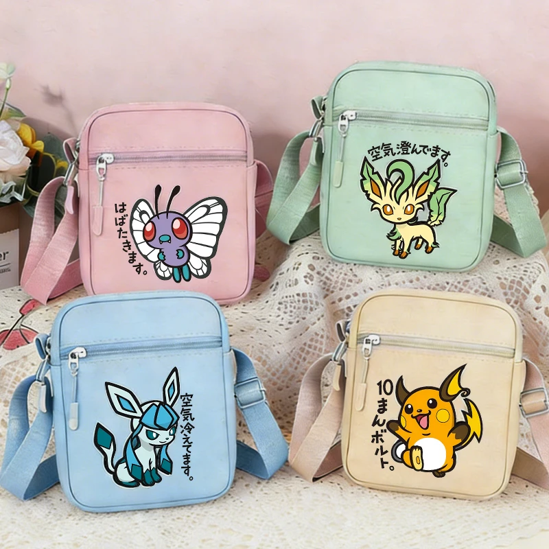 Anime-Figur Leafeon Umhängetasche Venusaur Raichu Cubone Hüfttaschen Dragonite Glaceon Umhängetasche Handytasche Jungen Mädchen Schulranzen