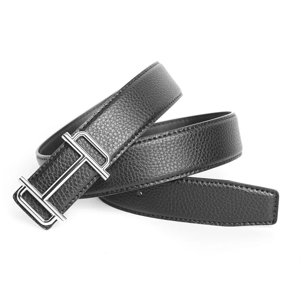 Cinto de couro genuíno com alfinete para homens e mulheres, couro genuíno, verdadeiro, de alta qualidade, pulseira para jeans, cintura, gótico