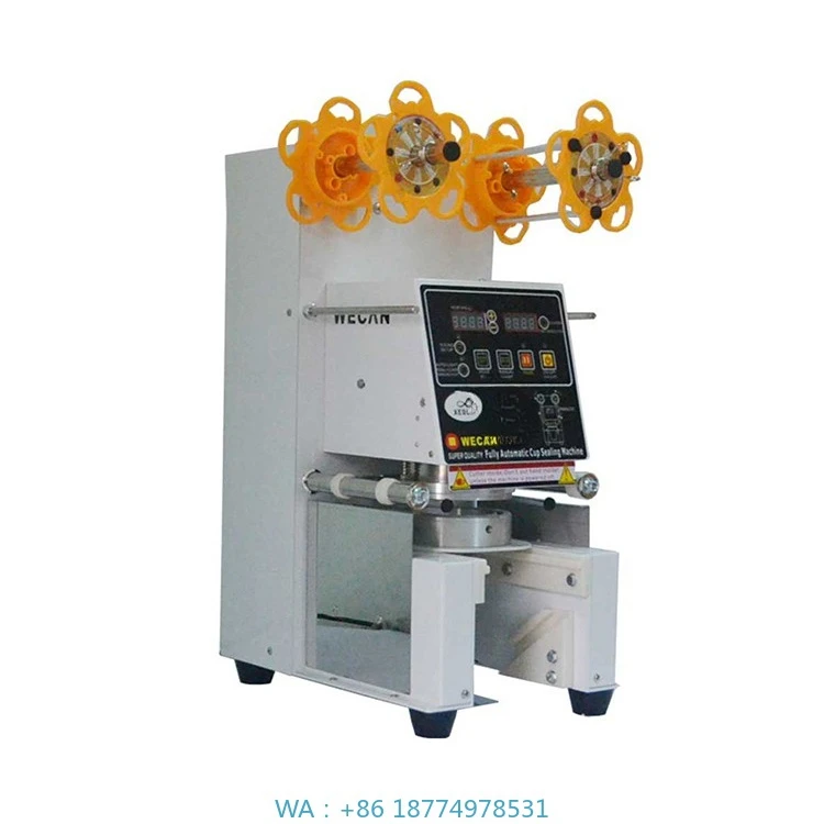 Macchina per sigillare tazze di plastica per sigillare tazze di tè con bolle d'acqua Bevanda completamente automatica di alta qualità