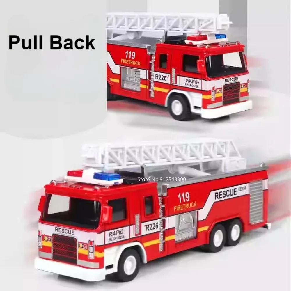 Modèle de camion de pompier 1:32, corps en alliage, pneu en caoutchouc, lumière musicale, réservoir d'eau d'escalade, modèles de véhicules 119, jouets cadeaux