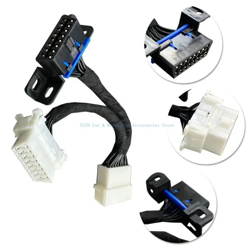 

L5BC OBD2 16 Pin Splitter Extension Male to Female Extension Cable Adapter 15cm