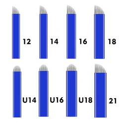 10 Pcs Microblading Needles 0.2mm PMU Tattoo Needles Permanent Makeup Blade 9Pin 12 14 16 U18 21 Manual Eyebrow Pen Blades