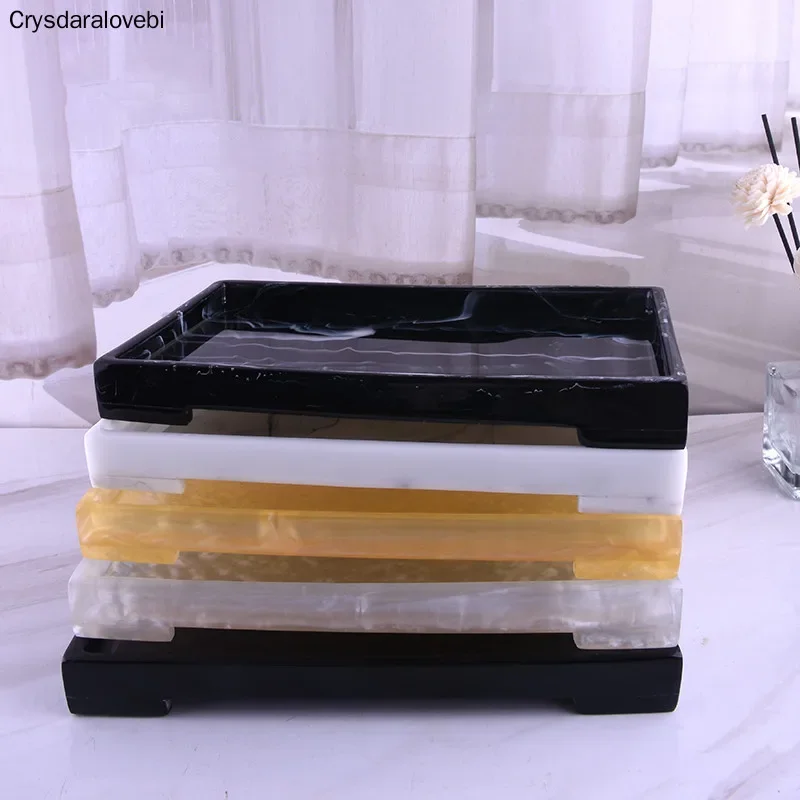 Luxury Resin Tray Plate Dish Toothbrush Holder Container Organizer Bathroom Accessories Set Tray Imitation Marble Soap Dispenser