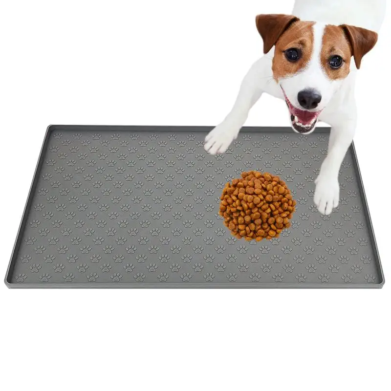 Dog Bowl Mat Silicone Foldable Pet Food Mat For Floor With Raised Edges Pet Food Tray Mat Prevent Spills And Avoid Messes On