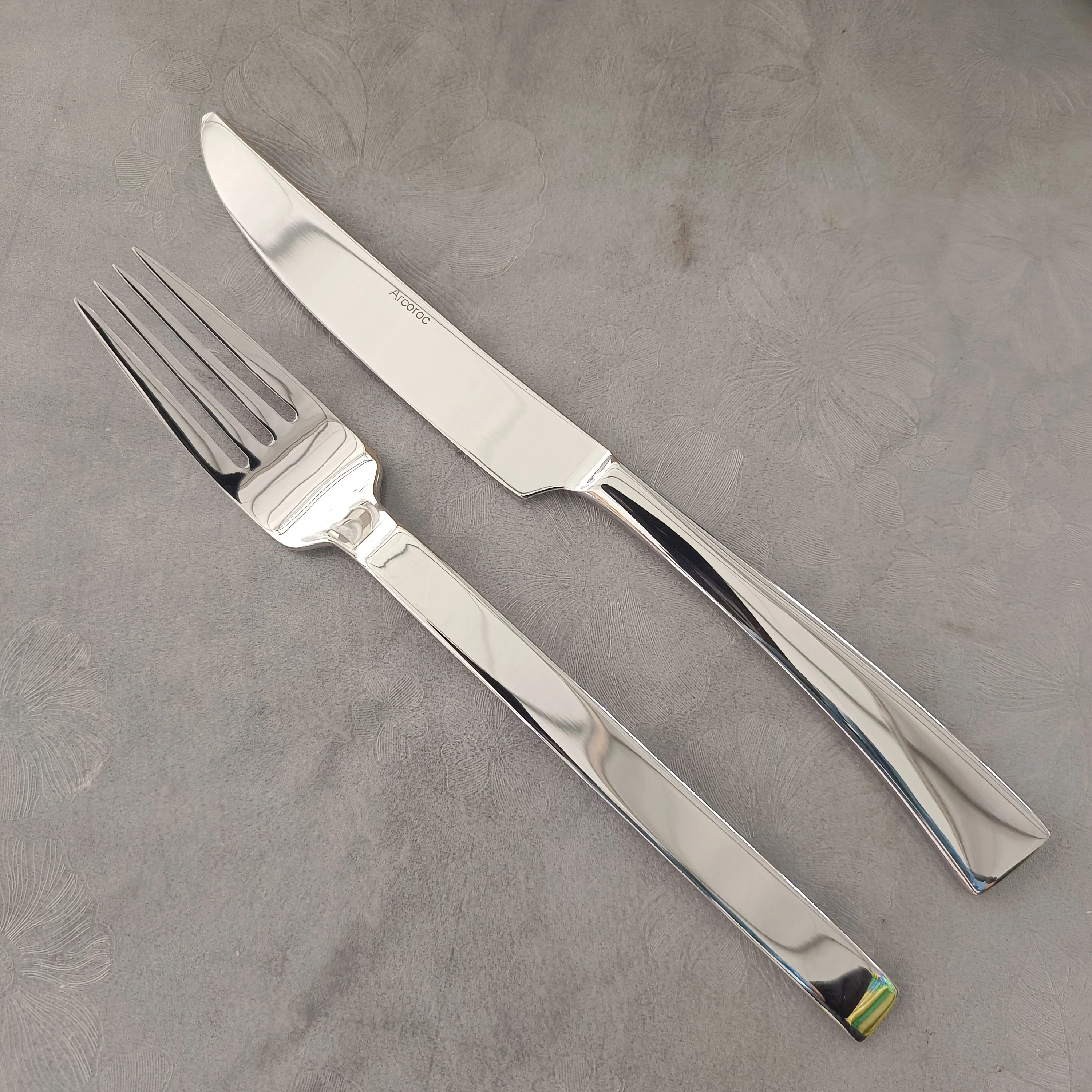Conjunto de Talheres Ocidentais Minimalista Arcoroc em Aço Inoxidável para Uso Doméstico, Faca e Garfo para Bife, Conjunto de 2 Peças, Utensílios de Jantar Elegantes