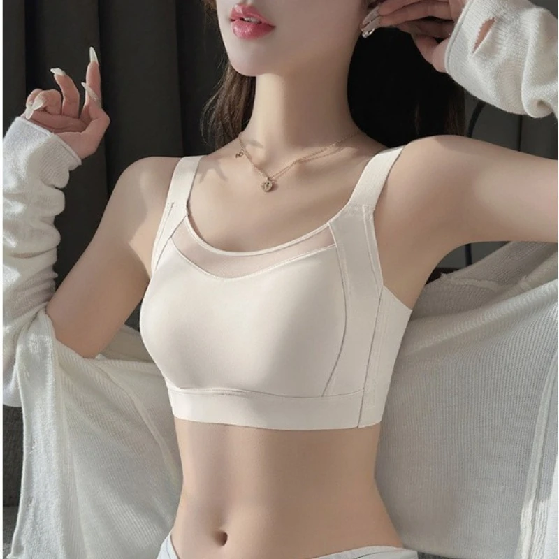 

White Full Cup Minimizer Bra Seamless Side Control Anti-Sag Summer Ultra Thin Strapless Sport Everyday Bra for Women