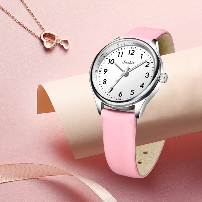 LIGE Fashion Woman Quartz Watch Leisure Elegant Leather Easy to Read Candy Color Waterproof Women's Wristwatches Gift for Ladies