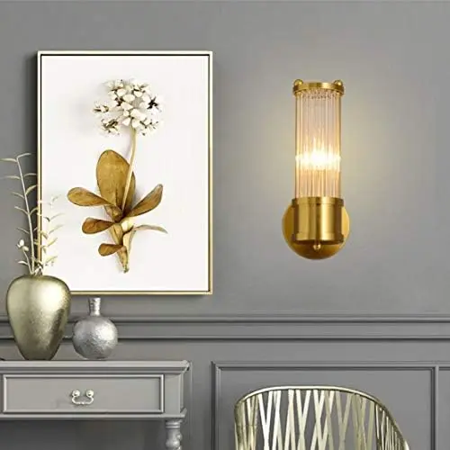 Lighting Modern  Mount Light Crystal Flute Shape  Sconce Lighting Metal  Light Fixtures for Bathroom Living Room Hallway (1-Ligh
