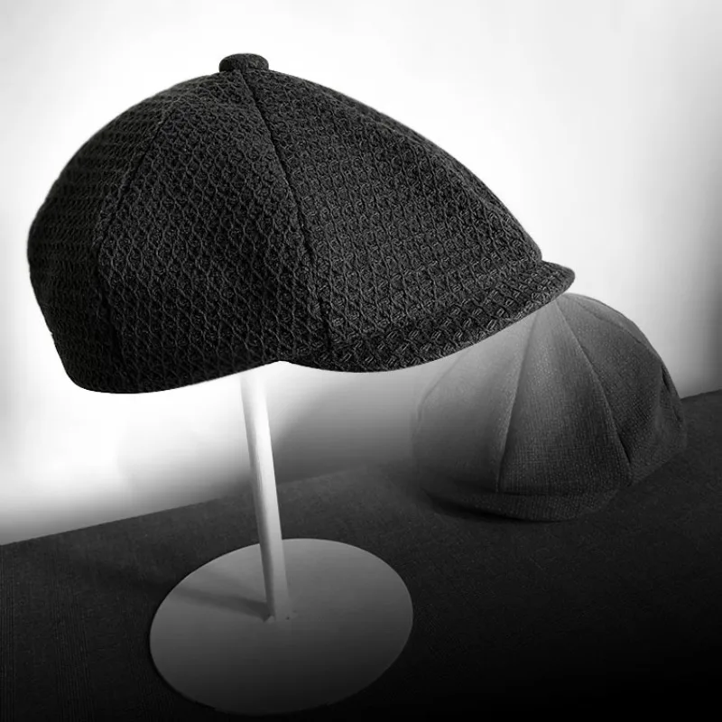 Unisex Canvas Octagonal Cap, Vintage Literary Peaked Painter Beret Hat, Slim Fit Small Head Casual Headwear for Daily Matching