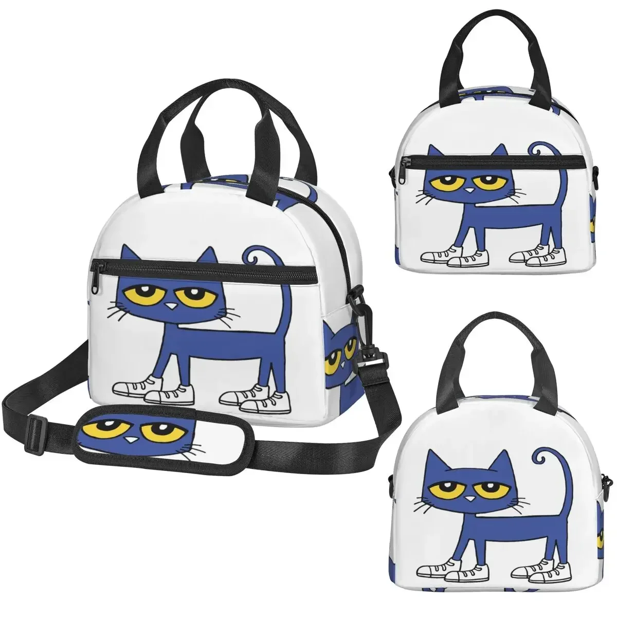 Pete The Cat I Love My White Shoes Bolsa térmica para el almuerzo para mujer, caja térmica para oficina, bolsa térmica portátil para el almuerzo