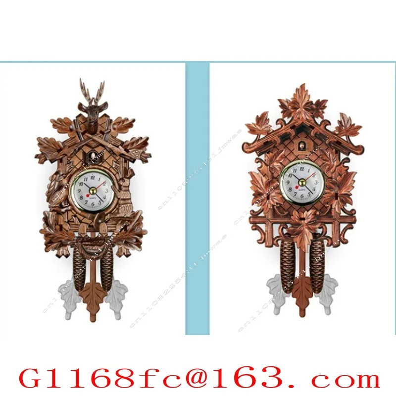 Wooden Cuckoo Wall Clock, Hourly Chime  Sound Alarm Clock, Nordic Retro Hanging Clock for Living Room