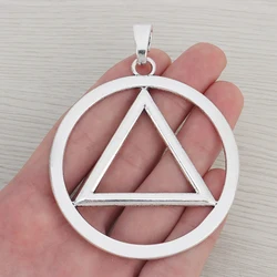 3 x Alcoholics Anonymous AA Jewelry Recovery Service Sobriety Circle and Triangle Symbol Round Charms Pendants 75x67mm