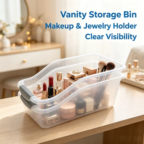 Clear plastic storage box (set of 2 or 4)—multipurpose organizer for kitchen and bathroom, visible storage for cleaning supplies