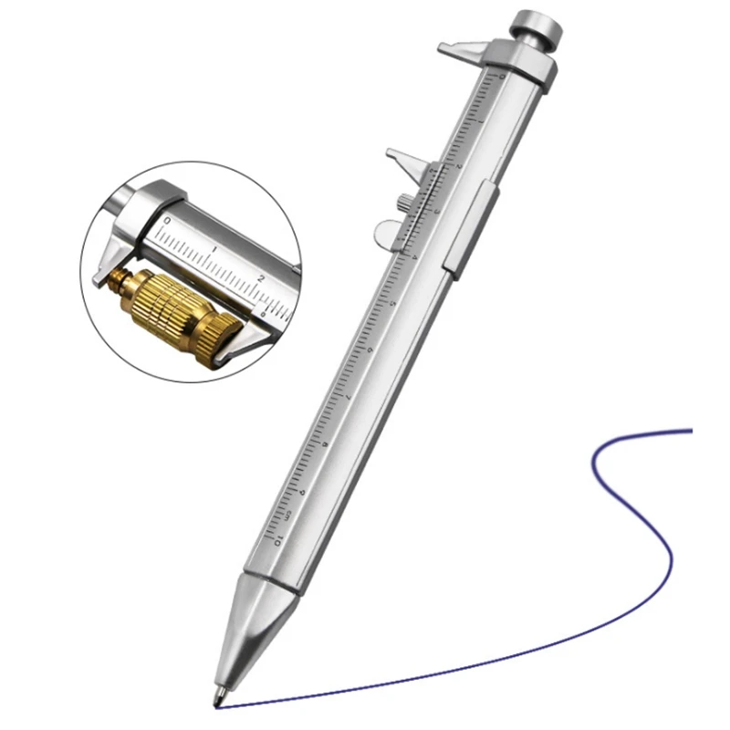 Bolígrafo de tinta de Gel multifunción de 1,0mm, calibrador Vernier, bolígrafo de papelería, bolígrafos de tinta azul, 5 uds.