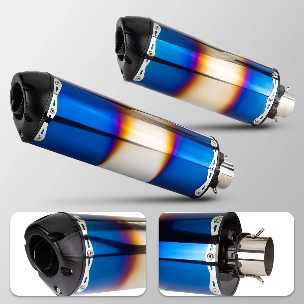 

51MM Universal Motorcycle Exhaust Tail Pipe Blue Muffler For Yamaha Tmax530 Gsxr125 Mt07 Duke390 790ADV rebel300 gsx8r