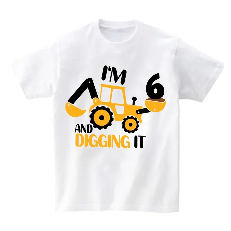 Excavator Birthday Party Family Shirts Construction Personalized T Shirts Boys My Kids T Shirt