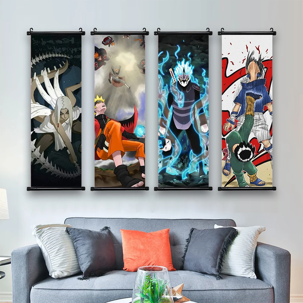 Hot Japanese Anime Scroll Canvas Wall Hanging Painting Home Decor Anime Poster Art Room Decoration Kid Gift