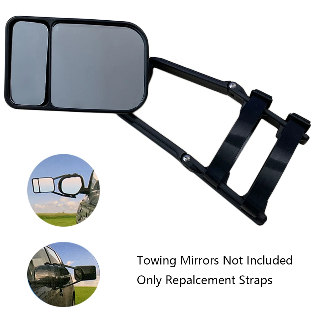 Black Adjustable Towing Mirror Replacement Straps with Anti-slip Surface for SUVs, Trailers, RV, Trucks Rubber