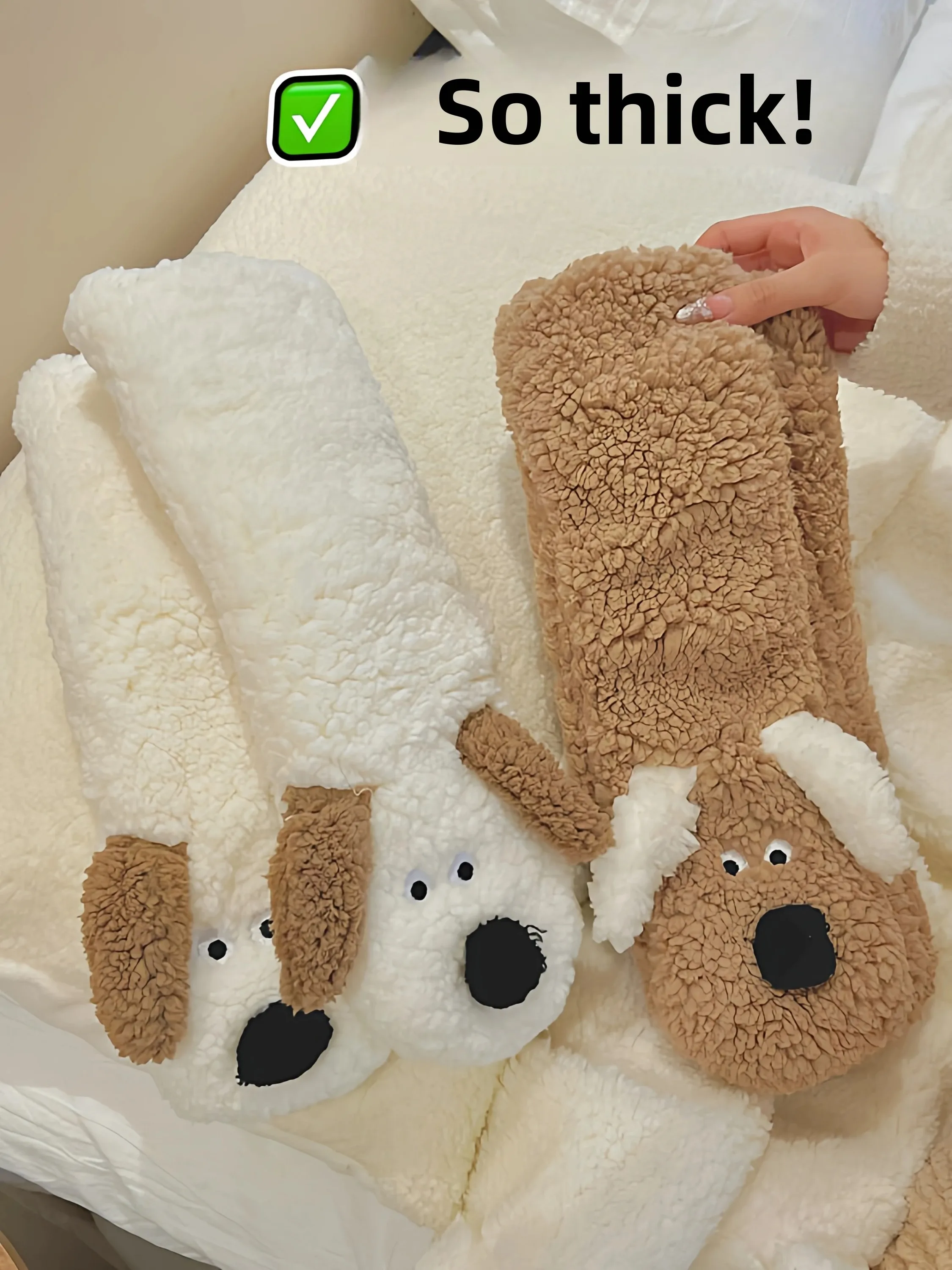 Thickened Floor Socks Women's Winter Warm Cute Cartoon Home Long Socks Fleece Lined Double Layered Cozy Foot Warmers