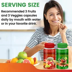 2 Bottles Natural Fruit And Vegetable Capsule Set Vitamin Supplement Filled With Vitamins And Minerals 90 Count