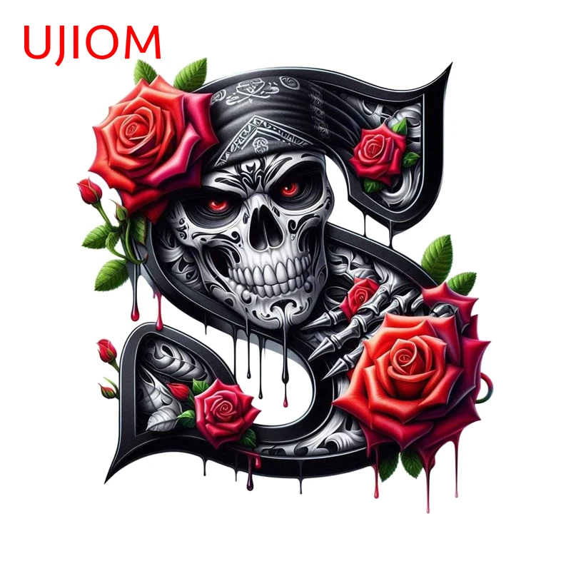 UJIOM Gothic Red Rose Skull S Wall Sticker Fashion Smoke Exhaust Window Decals Great Scratch Proof Room Wallpapers Decoration
