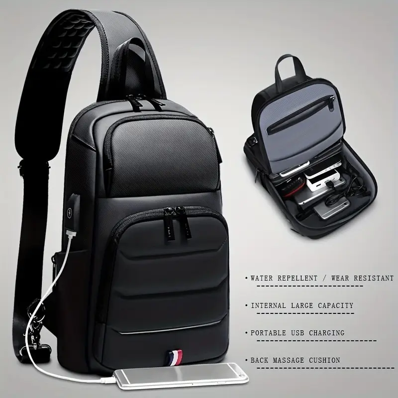 Designer Crossbody Fashion Shoulder ricarica USB sport GYM Messenger Sling Chest Bag Oxford Single Strap Running Men Waterproof