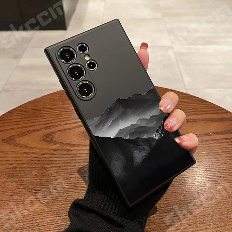 Cool Black Mountain Peak Pattern Case For Samsung Galaxy S25 Ultra S24 S23 S22 Plus S21 FE S20 A55 A