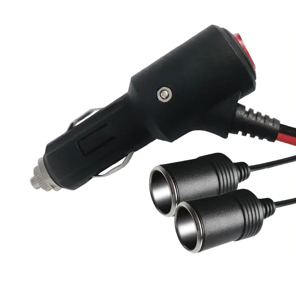 12/24V 2-In-1 Car Power Adapter Splitter Adapter W/ On Off Switch 1 Male To 2 Female Socket Y Splitter Cigarette Lighter Adapter