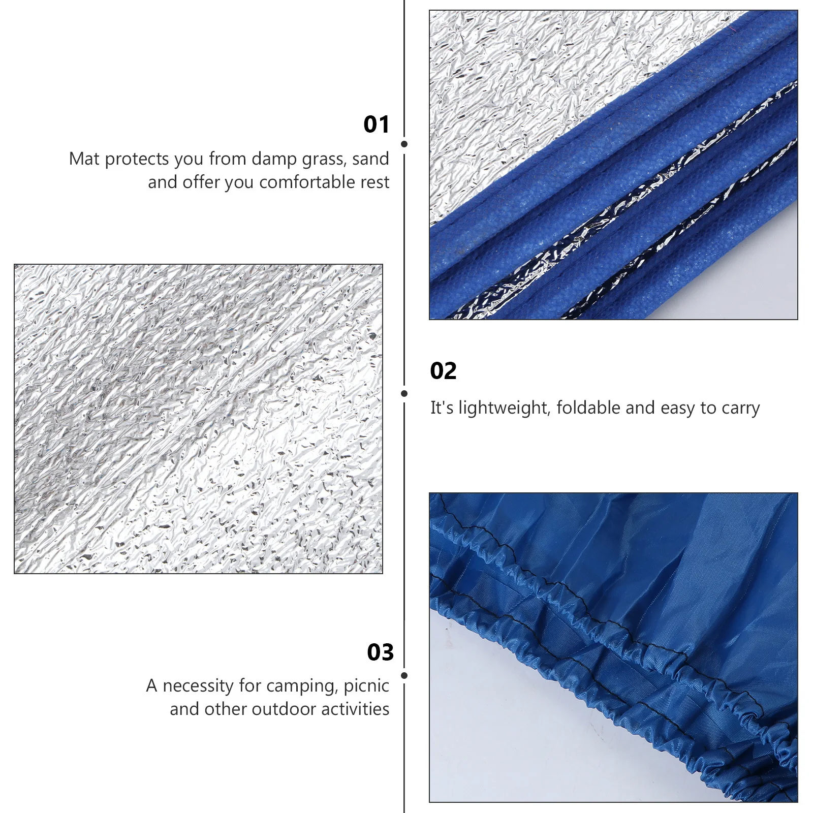 

1pc 3X3M Dampproof Picnic Mat Waterproof Camping Blanket Lightweight Foldable Ground Cover For Outdoor Beach Hiking Travel