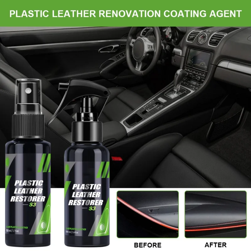 50ml/100ml Plastic Restore Agent Wax Retreading Agent Renewed Plastic Restore Car Paint Car Refurbishing Agent Spray HGKJ S3