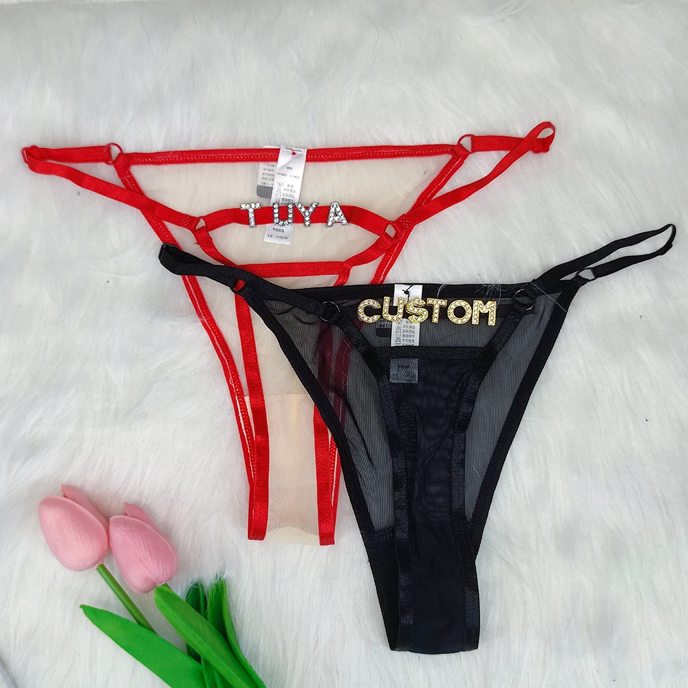 

Customized Thongs with Name Crystal Letter DIY G-String for Women Personalized Panties Sexy Bikini Hot Wife Gift