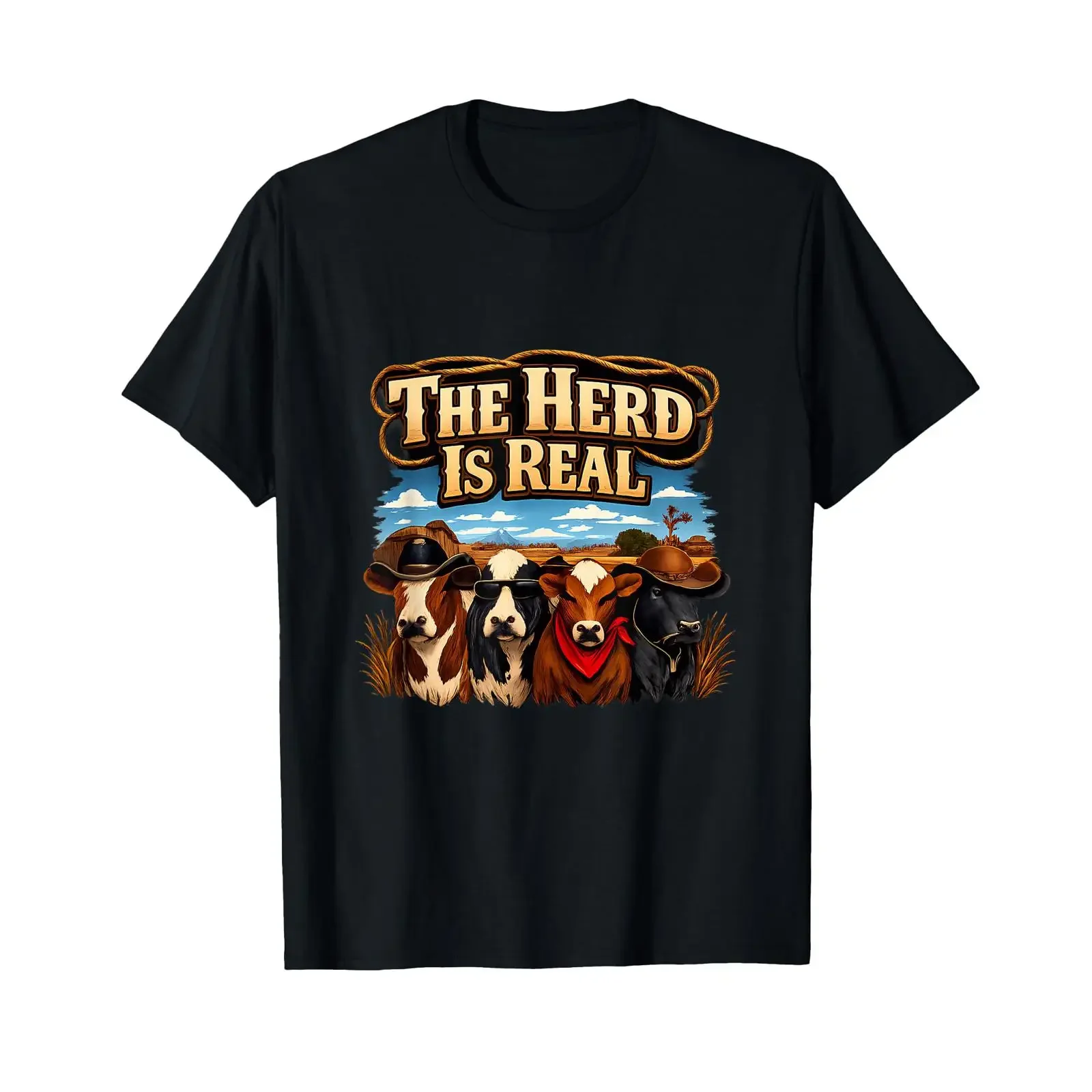 The Herd is Real Country Farm Pun Cowboy Cows T Shirt vintage Washed Versatile designer clothes Comfortable Slightly Breathable
